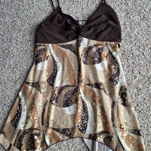 Brown and Tan Camisole Halter  Top Size Large